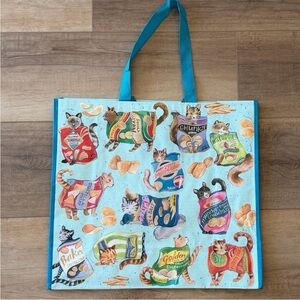 Cat potato chip print reusable tote bag